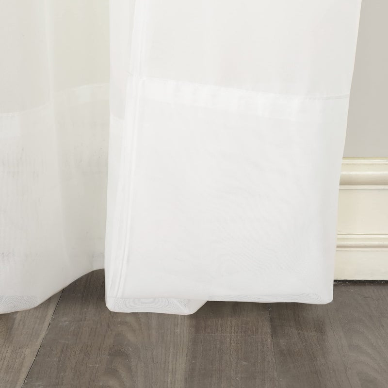 No. 918 Emily Sheer Voile Tab Top Curtain Panel, 59" x 63", White - Image 3